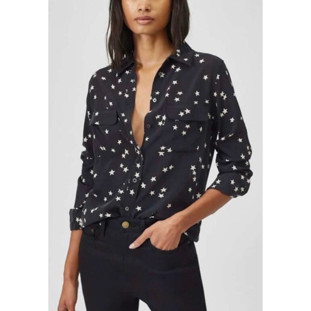 Equipment Black Star-Print Button-Down Shirt